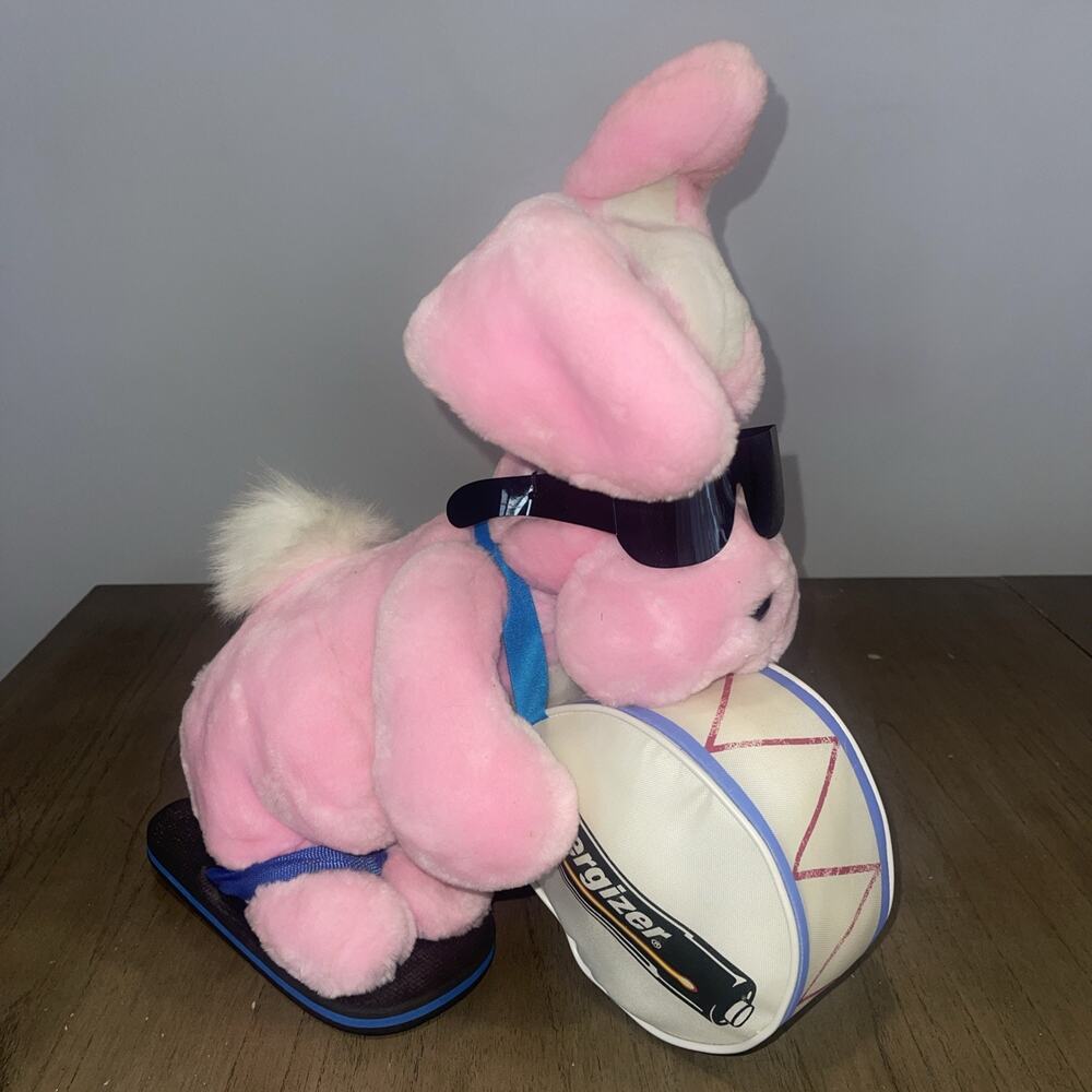 1989 Animal Fair Pink Energizer Bunny Rabbit Stuffed Plush Advertising